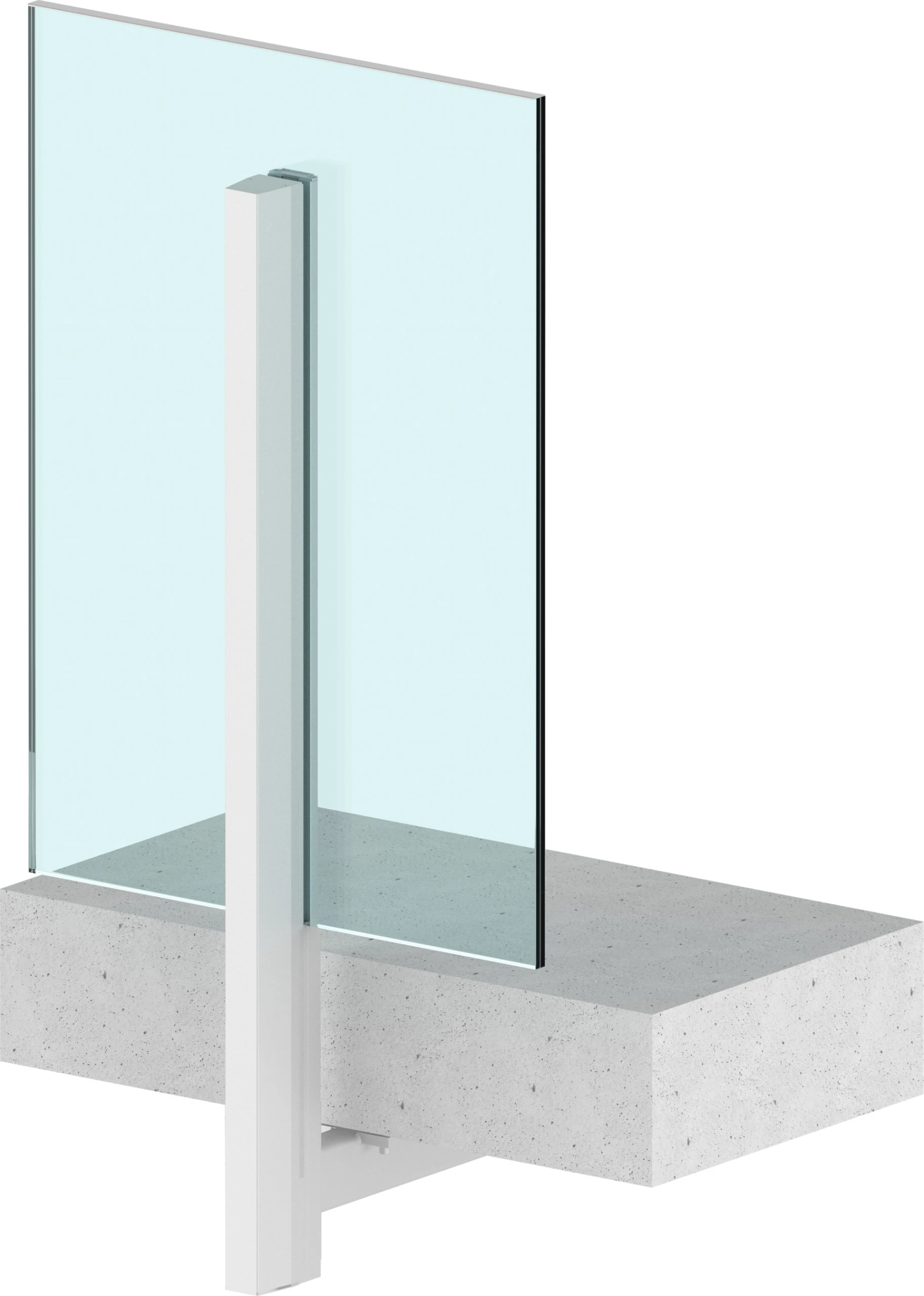 Moderne Glasgeländerhalterung an Betonoberfläche